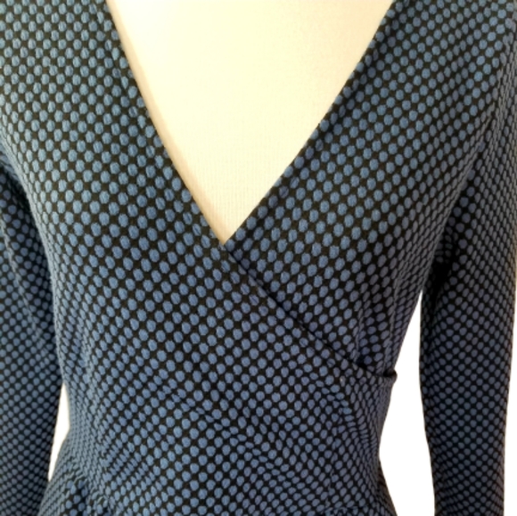 HD IN PARIS Blue Dot Faux Wrap Dress - Picture 3 of 8